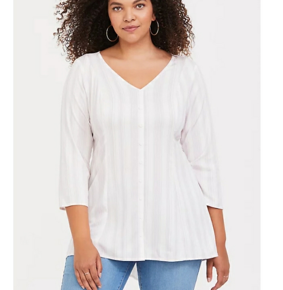 TORRID LILAC & IVORY STRIPE STRETCH TUNIC TOP